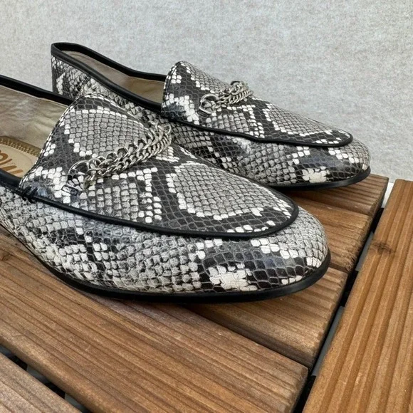 Sam Edelman Womens 10M Loafers Snake Print Chain Detail Slip On Flats Shoes - Picture 2 of 10